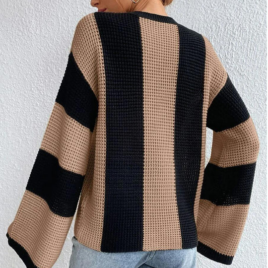 Damen Modischer Pullover mit strukturiertem Wabenmuster und weiten Ärmeln Heidi-Mode