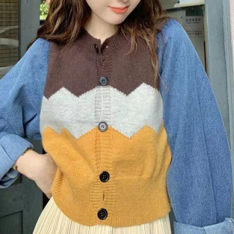 Damen Trendige Strickjacke mit modernen Farbakzenten Heidi-Mode