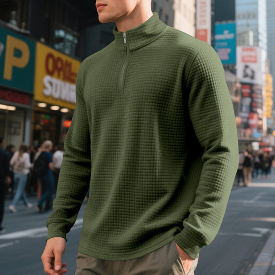 Herren bequemer Fleece-Hoodie mit hohem Kragen und praktischem Reißverschluss Heidi-Mode