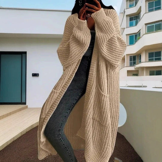 Damen Großer Strickcardigan mit offenen Ärmeln und gemütlichem Schnitt Heidi-Mode