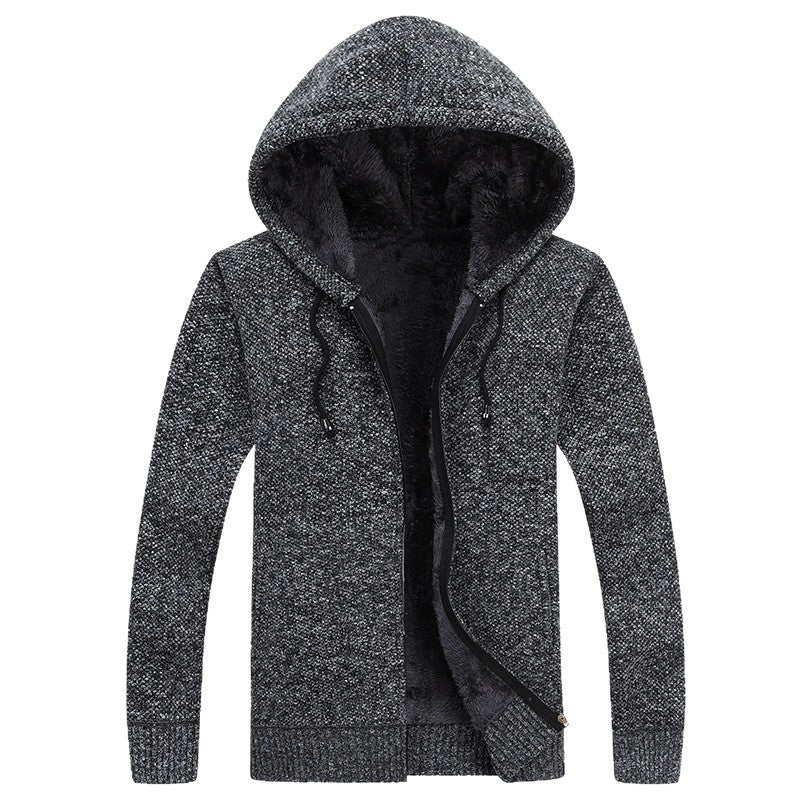 Herren bequeme Fleece-Jacke mit Kapuze und weichem Innenfutter Heidi-Mode