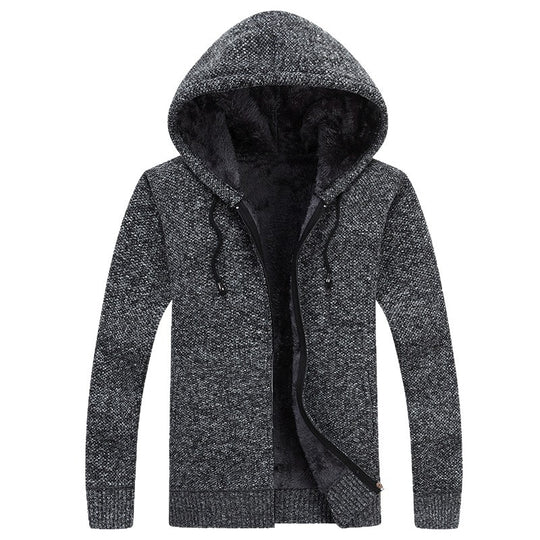 Herren bequeme Fleece-Jacke mit Kapuze und weichem Innenfutter Heidi-Mode