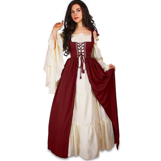 Damen historisches Kleid mit romantischem V-Ausschnitt und voluminösen Ärmeln Heidi