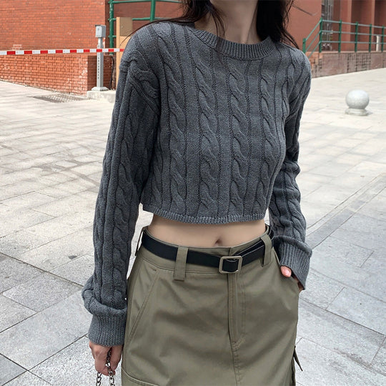 Damen Grobstrickpullover mit strukturiertem Muster und lässigem Schnitt Heidi-Mode