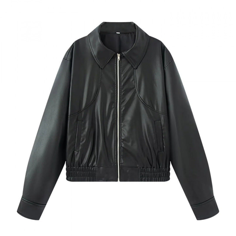 Damen modische Kunstlederjacke mit raffinierter Passform Heidi-Mode
