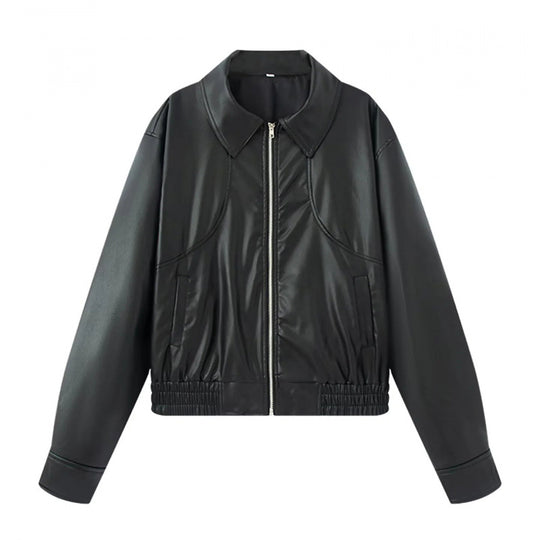 Damen modische Kunstlederjacke mit raffinierter Passform Heidi-Mode