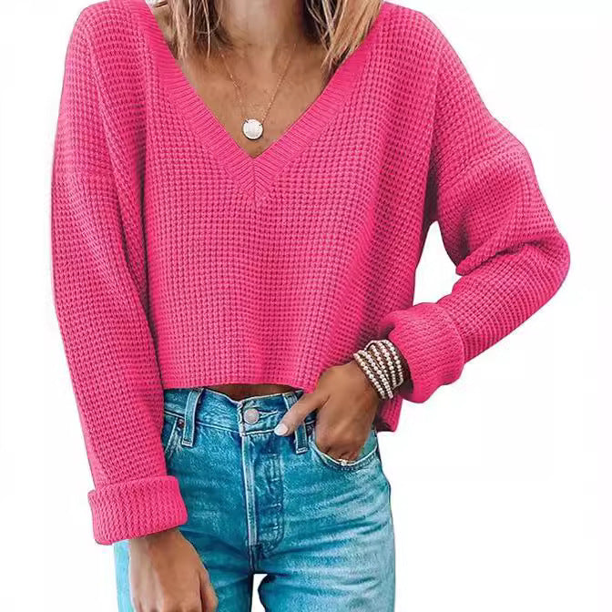 Damen lässiger Waffelstrick Pullover Heidi-Mode