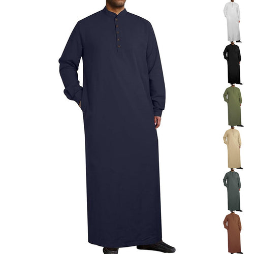 Herren moderner Kaftan mit Knopfleisten-Design und weichem Baumwollmaterial Heidi-Mode