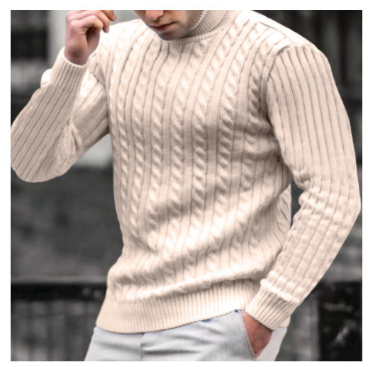 Herren Rollkragenpullover mit strukturiertem Kabelstrickdesign Heidi-Mode
