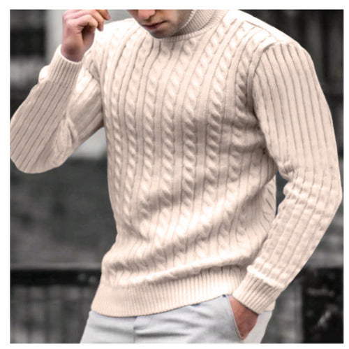 Herren Rollkragenpullover mit strukturiertem Kabelstrickdesign Heidi-Mode
