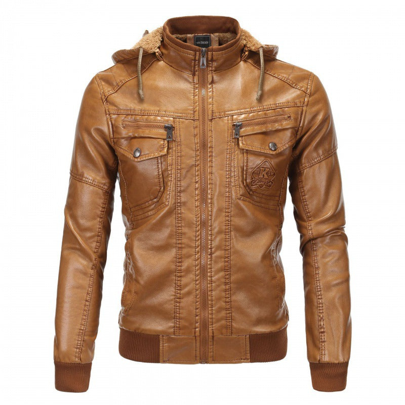 Herren Lederjacke mit abnehmbarem Innenfutter und praktischen Taschen Heidi-Mode