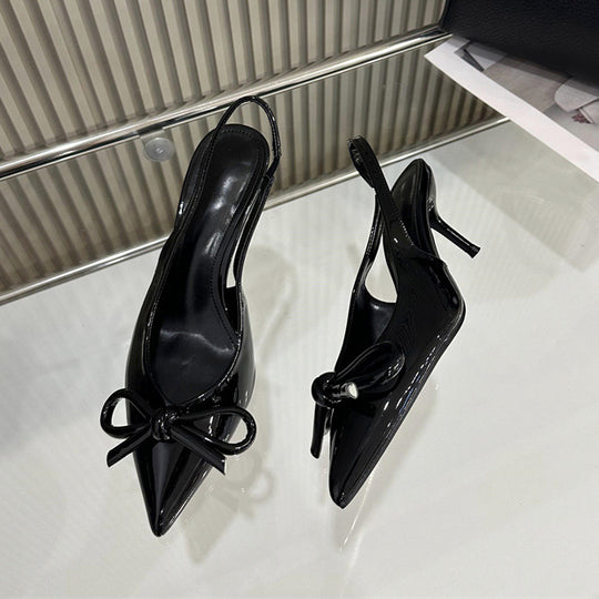 Damen Slingback High Heels mit eleganter Schleifenverzierung und spitzem Zehen Heidi-Mode