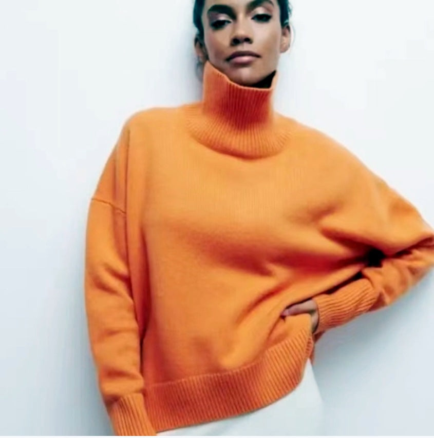 Damen Modischer Rollkragenpullover aus weichem Material Heidi-Mode