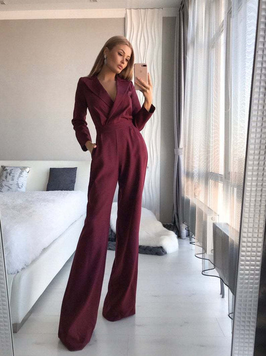 Damen Jumpsuit mit elegantem Wickeldesign und weitem Bein Heidi-Mode