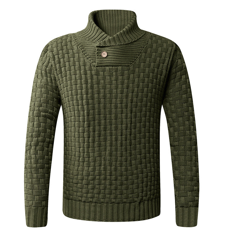 Herren Strickpullover mit modernem Zopfmuster und Stehkragen Heidi-Mode