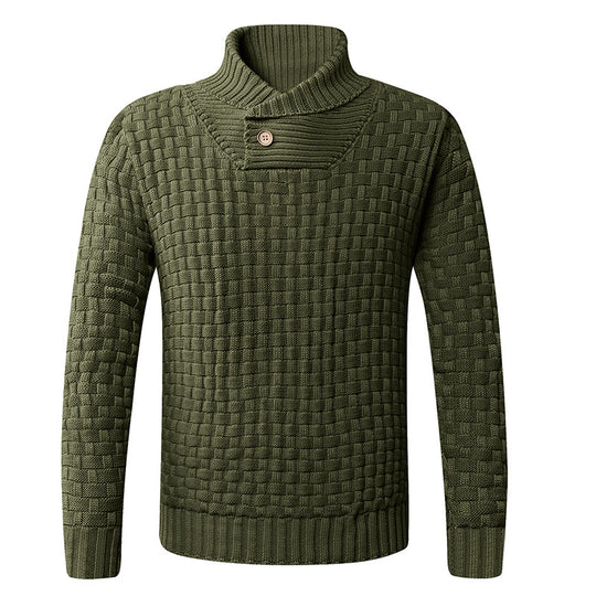 Herren Strickpullover mit modernem Zopfmuster und Stehkragen Heidi-Mode