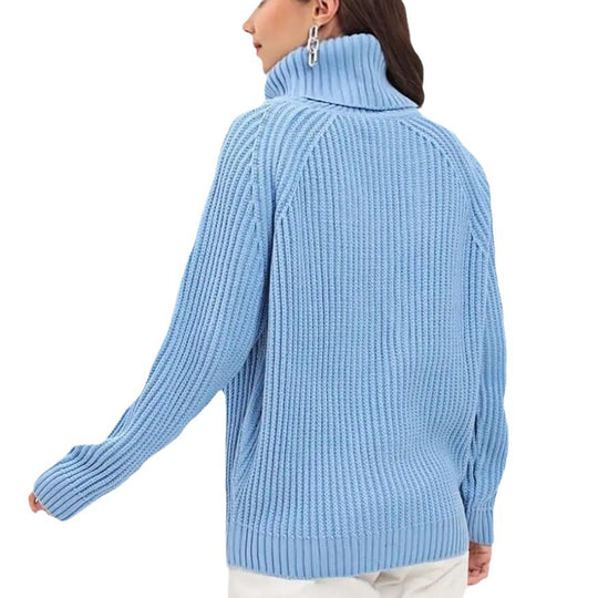 Damen Strickpullover mit hohem Kragen und Wabenstruktur Heidi-Mode