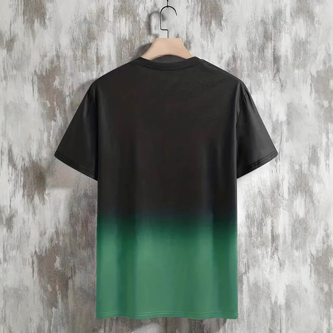 Herren T-Shirt mit modernem Farbverlauf und Palmenstickerei Heidi-Mode