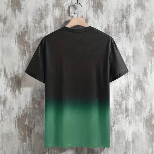 Herren T-Shirt mit modernem Farbverlauf und Palmenstickerei Heidi-Mode