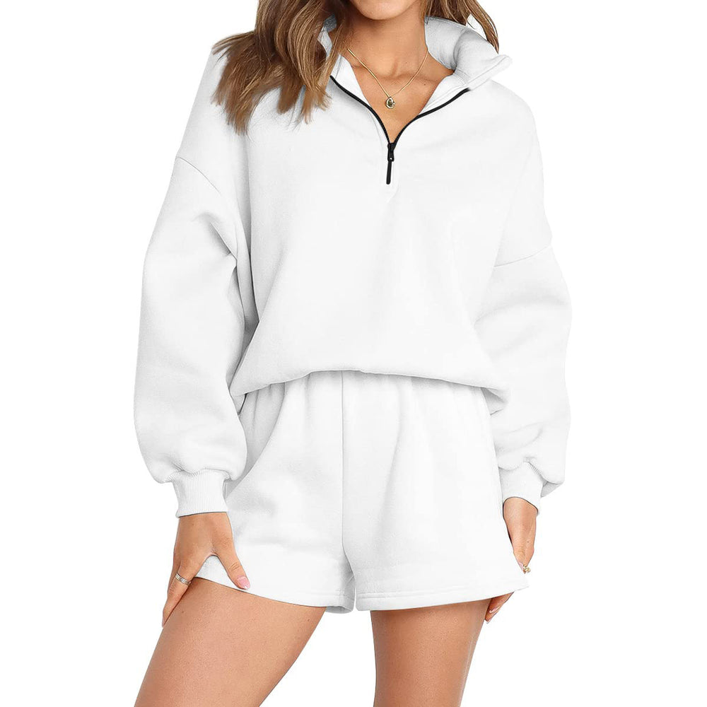Damen sportliches Freizeit-Set mit hohem Kragen und lockerer Passform Heidi-Mode