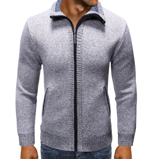 Herren Strickjacke mit Stehkragen und praktischen Taschen Heidi-Mode