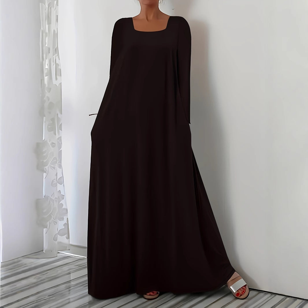 Damen Weit geschnittenes Maxikleid mit praktischen Taschen Heidi-Mode