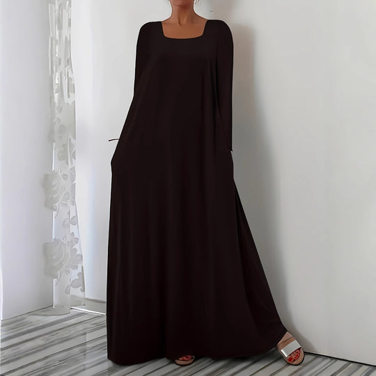 Damen Weit geschnittenes Maxikleid mit praktischen Taschen Heidi-Mode