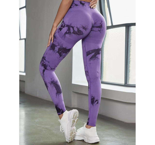 Damen Sportleggings im trendigen Grafikdesign mit hohem Bund und atmungsaktiven Materialien Heidi-Mode