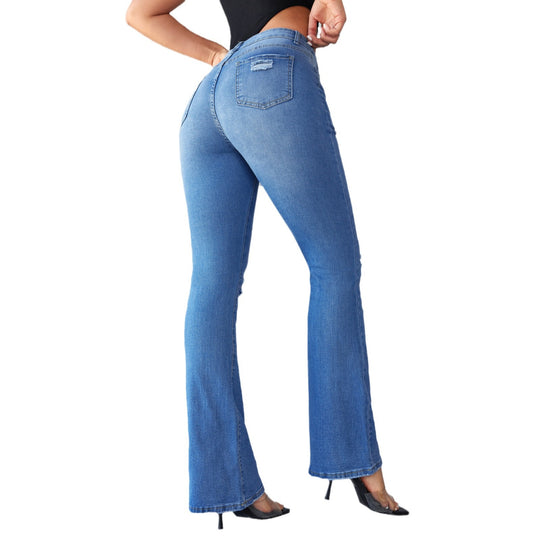 Damen Flared Jeans mit modischen Rissdetails Heidi-Mode