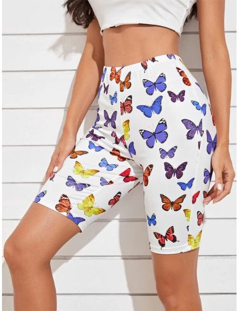 Damen Radhosen mit buntem Schmetterlingsdruck Heidi-Mode