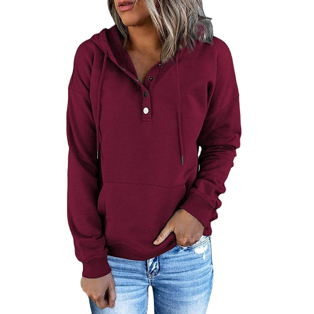 Damen Kapuzenpullover mit Knopfdetails und weichem Fleece-Material Heidi-Mode