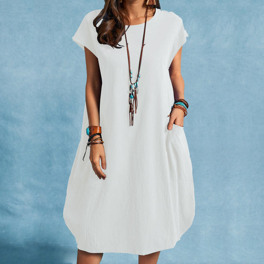 Damen luftiges Sommerkleid mit praktischen Taschen und modernem Schnitt Heidi-Mode