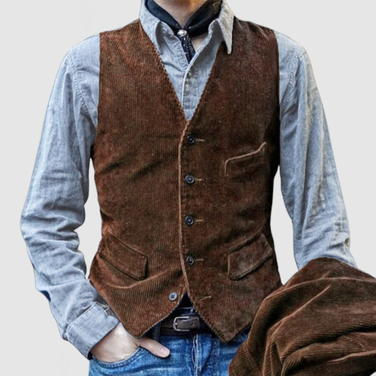 Herren Weste im klassischen Kord-Design mit eleganten Taschen und hochwertiger Verarbeitung Heidi-Mode