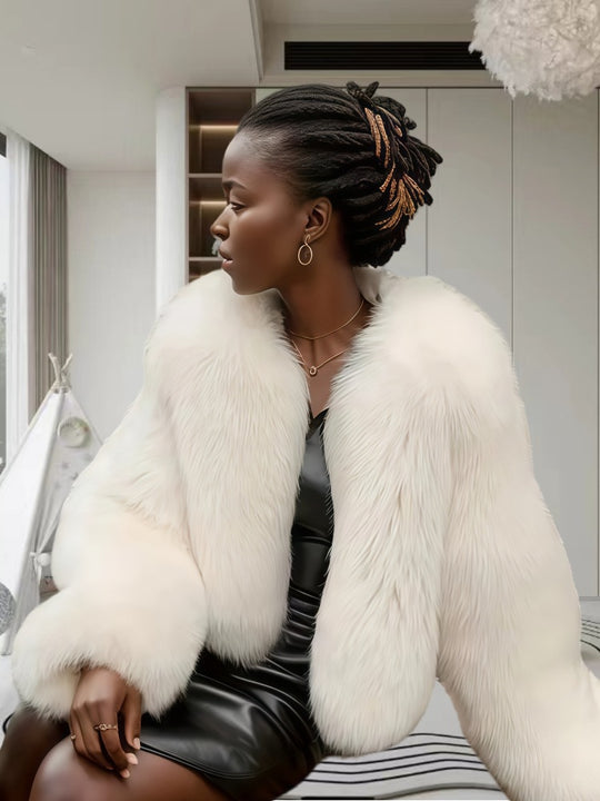 Damen Fleece Kunstpelzmantel Heidi-Mode