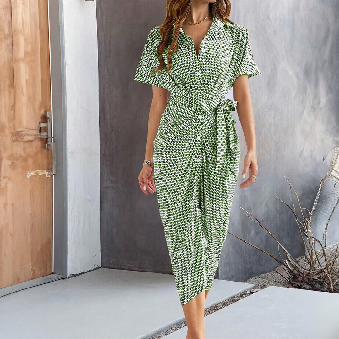 Damen Hemdkleid mit Bindegürtel und Knopfleiste Heidi-Mode
