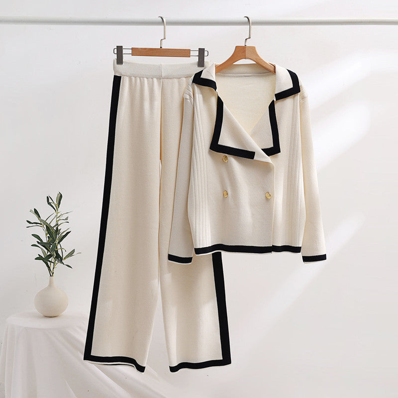 Damen elegantes Loungewear-Set mit Kontrastdetails Heidi-Mode