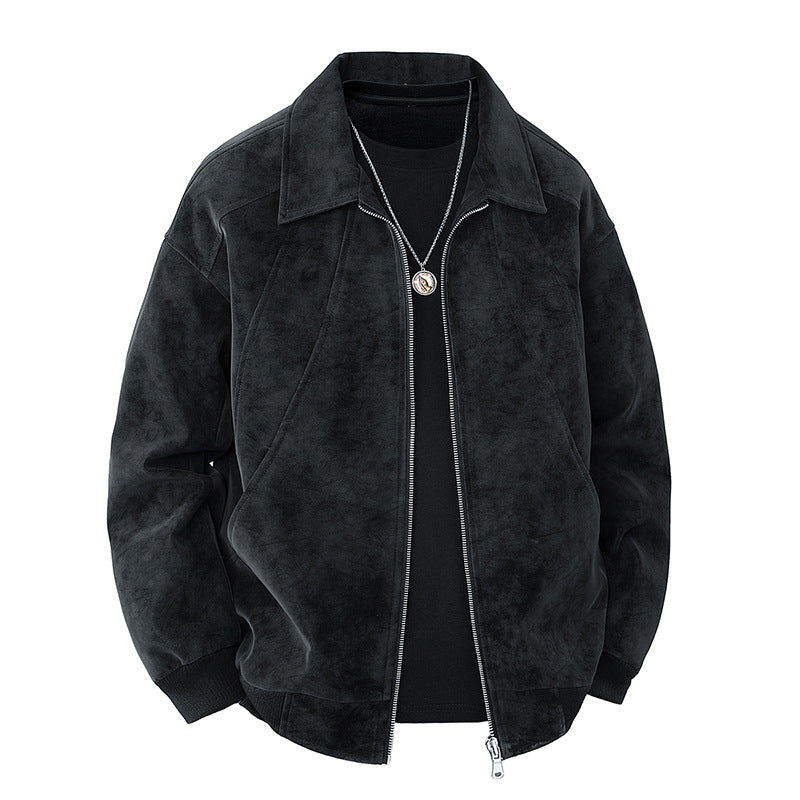 Herren elegante Wildlederjacke mit strukturiertem Schnitt Heidi-Mode