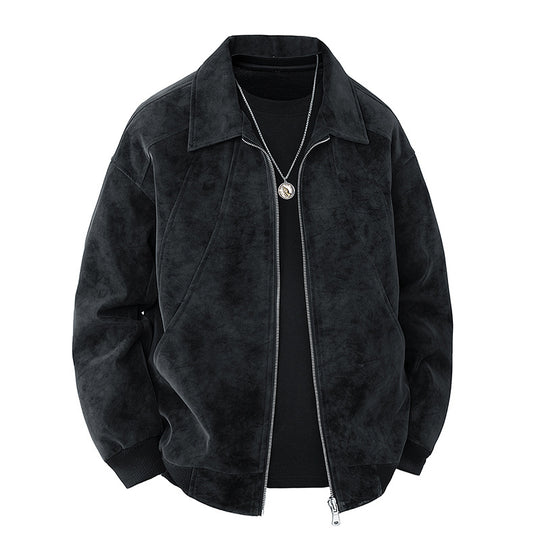 Herren elegante Wildlederjacke mit strukturiertem Schnitt Heidi-Mode