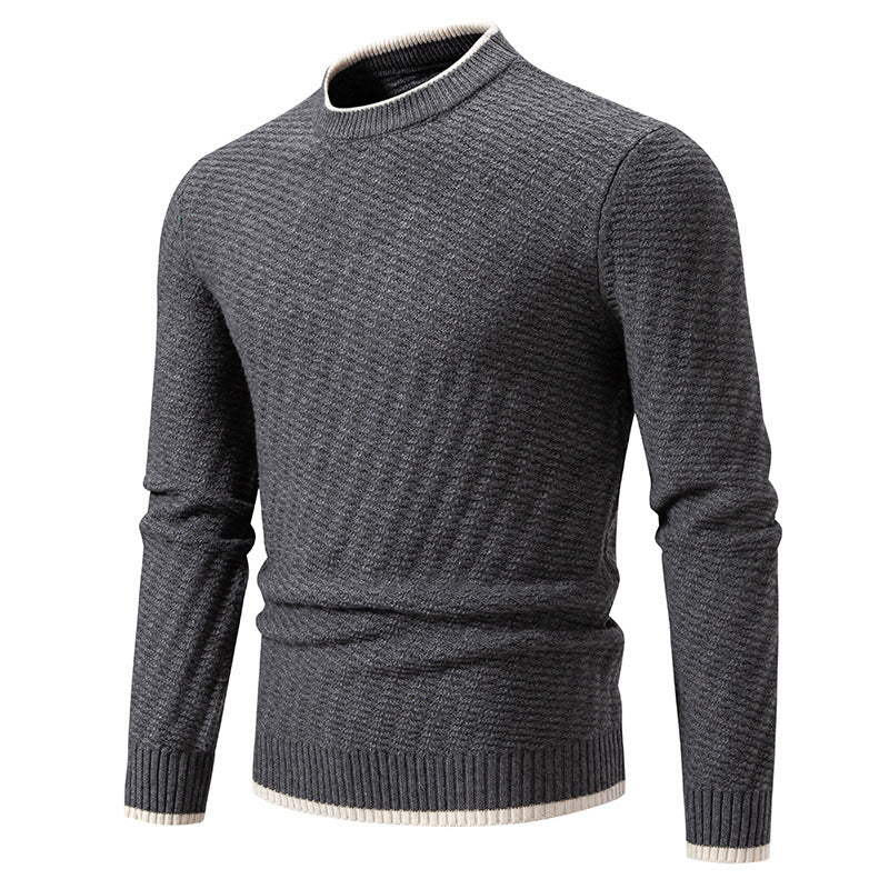 Herren strukturierter Pullover mit hochabschließendem Kragen Heidi-Mode