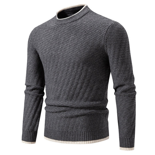 Herren strukturierter Pullover mit hochabschließendem Kragen Heidi-Mode