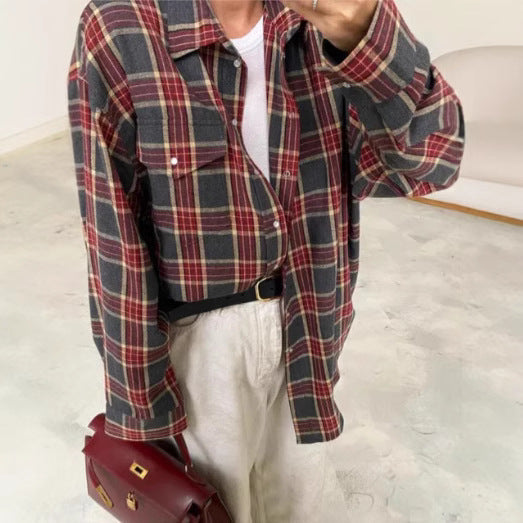 DamenOversized Karo-Hemdbluse Heidi-Mode