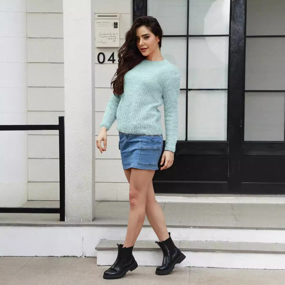 Damen Knit Pullover mit strukturiertem Gewebe und lässigem Schnitt Heidi-Mode