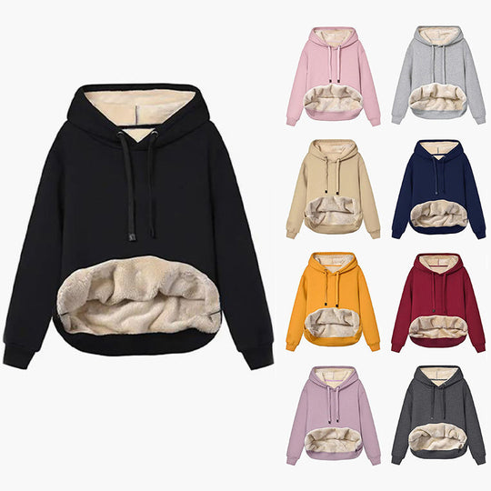 Damen Kuscheliger Kapuzenpullover mit Fleece-Futter Heidi-Mode