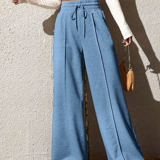 Damen Elegante und bequeme Freizeithose mit elastischem Bund und weitem Bein Heidi-Mode
