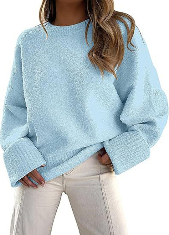 Damen Flauschiger Oversized Pullover mit breiten Bündchen Heidi-Mode