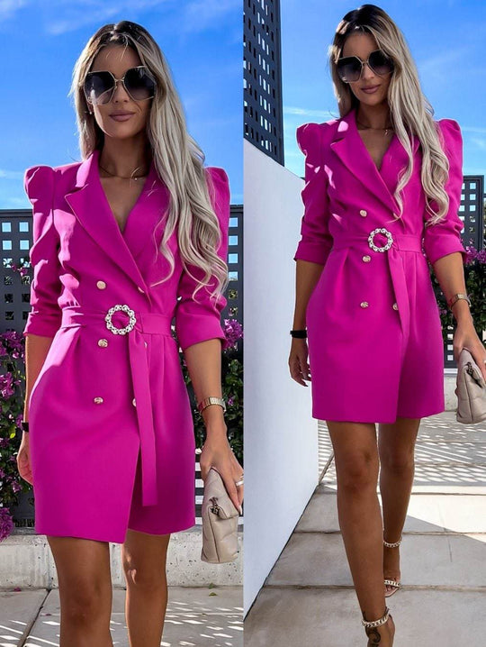 Damen Blazer Kleid mit tailliertem Schnitt und glamourösem Knopfdetail Heidi-Mode