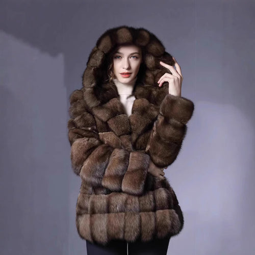 Damen Luxuriöser Kunstfellmantel im modischen Patchwork-Design Heidi-Mode