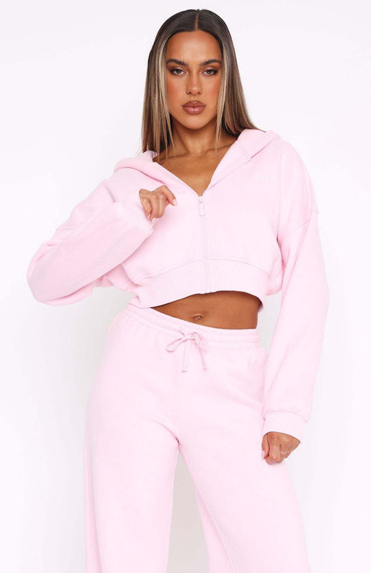 Damen moderner Cropped Hoodie und weite Jogginghose Set Heidi-Mode