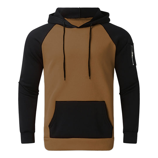 Herren sportlicher Hoodie mit Kontrastärmeln und praktischer Kängurutasche Heidi-Mode