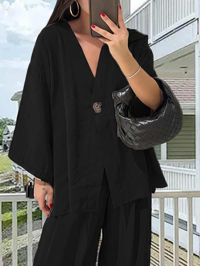 Damen Elegante Kimono-Jacke mit weiten Ärmeln und lockerer Passform Heidi-Mode